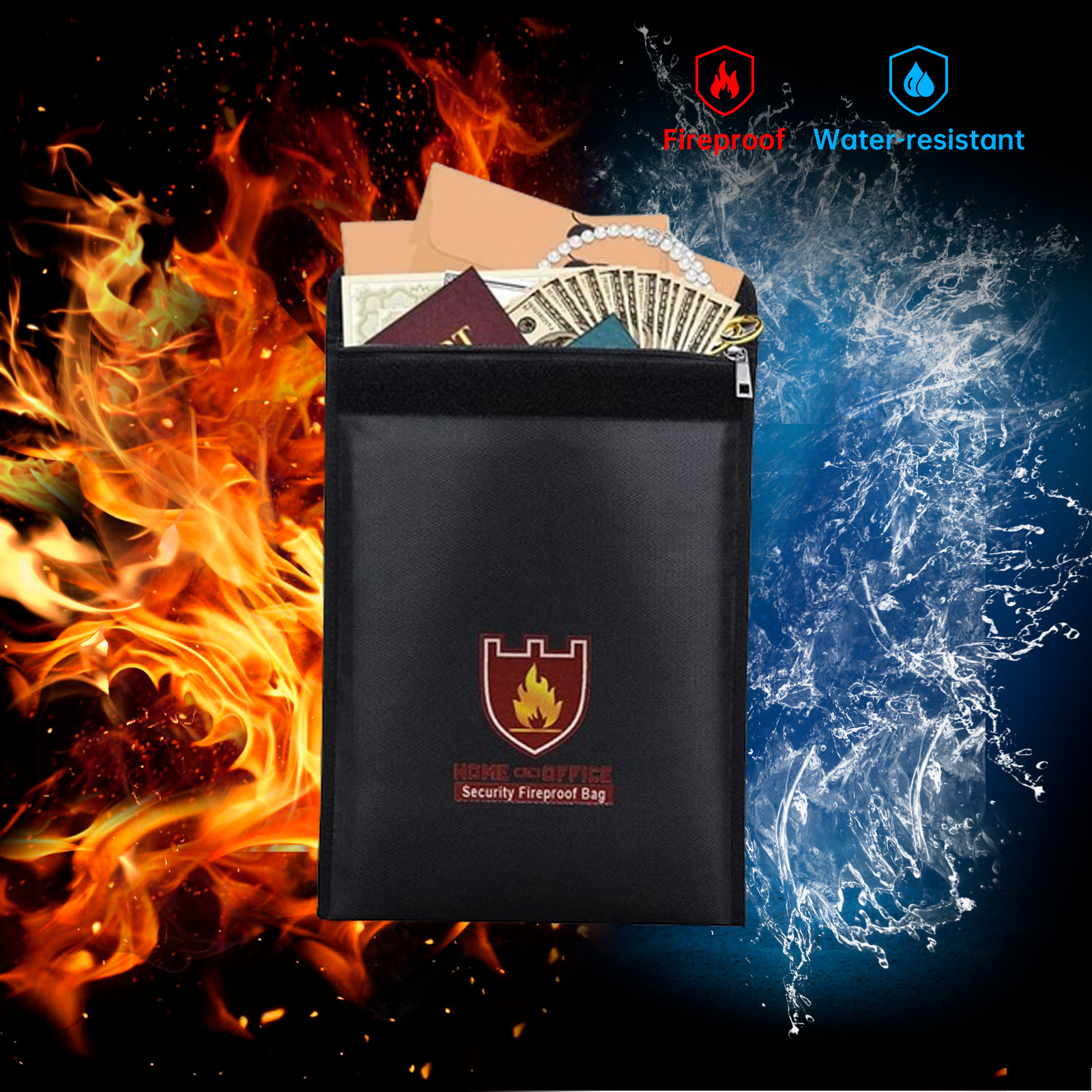 Fire Safe Document - Fireproof and Waterproof Document Bag, Fire
