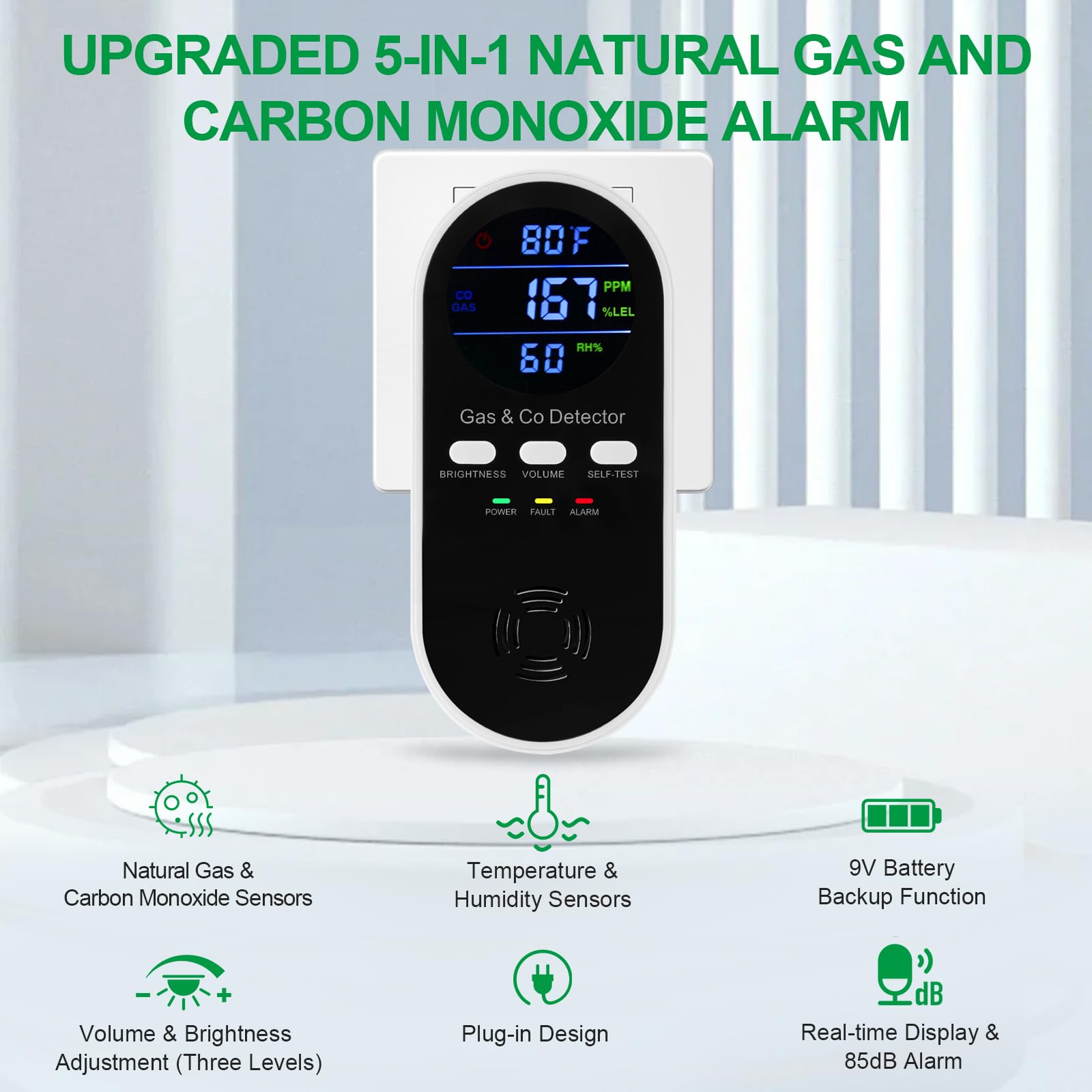 5-in-1 Carbon Monoxide Alarm N - Co Detector Plug avaliação e preço