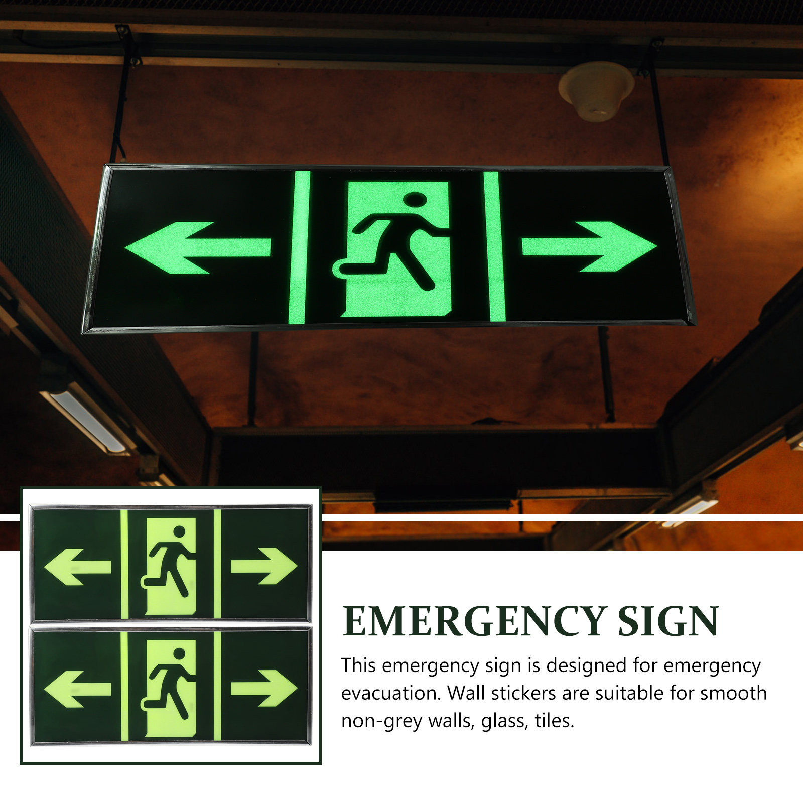 2Pcs Glow Exit Sticker Premium - Emergency Exit Sign avaliação e preço