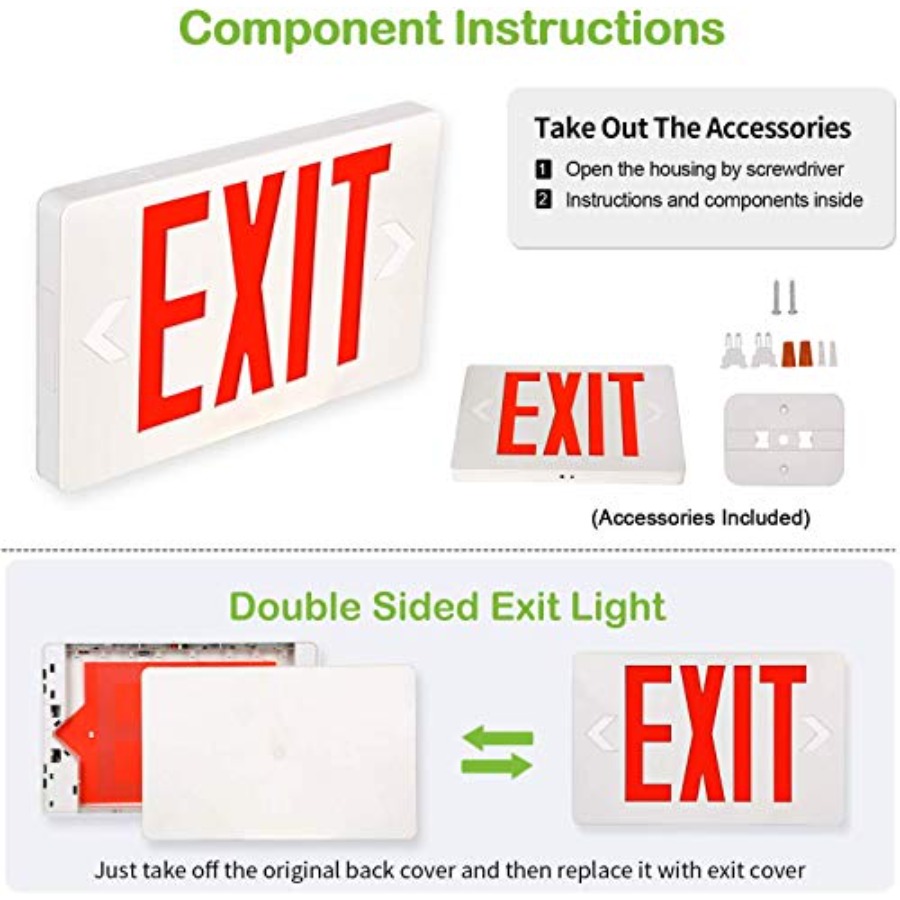 Ultra Slim LED Exit Sign, Red  - Emergency Exit Sign avaliação e preço