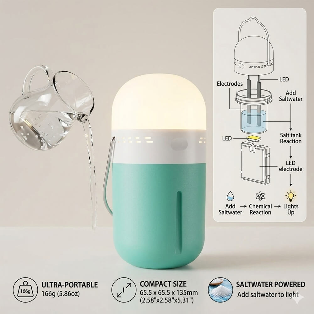 Portable Saline Lamp Compact 6 - Power Outage Light avaliação e preço