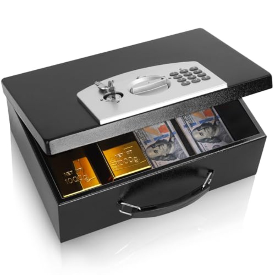 Portable Metal Safe Box with D - Fire Safe Document avaliação e preço