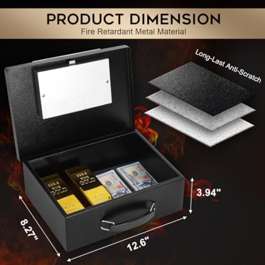 Portable Metal Safe Box with D - Fire Safe Document avaliação e preço