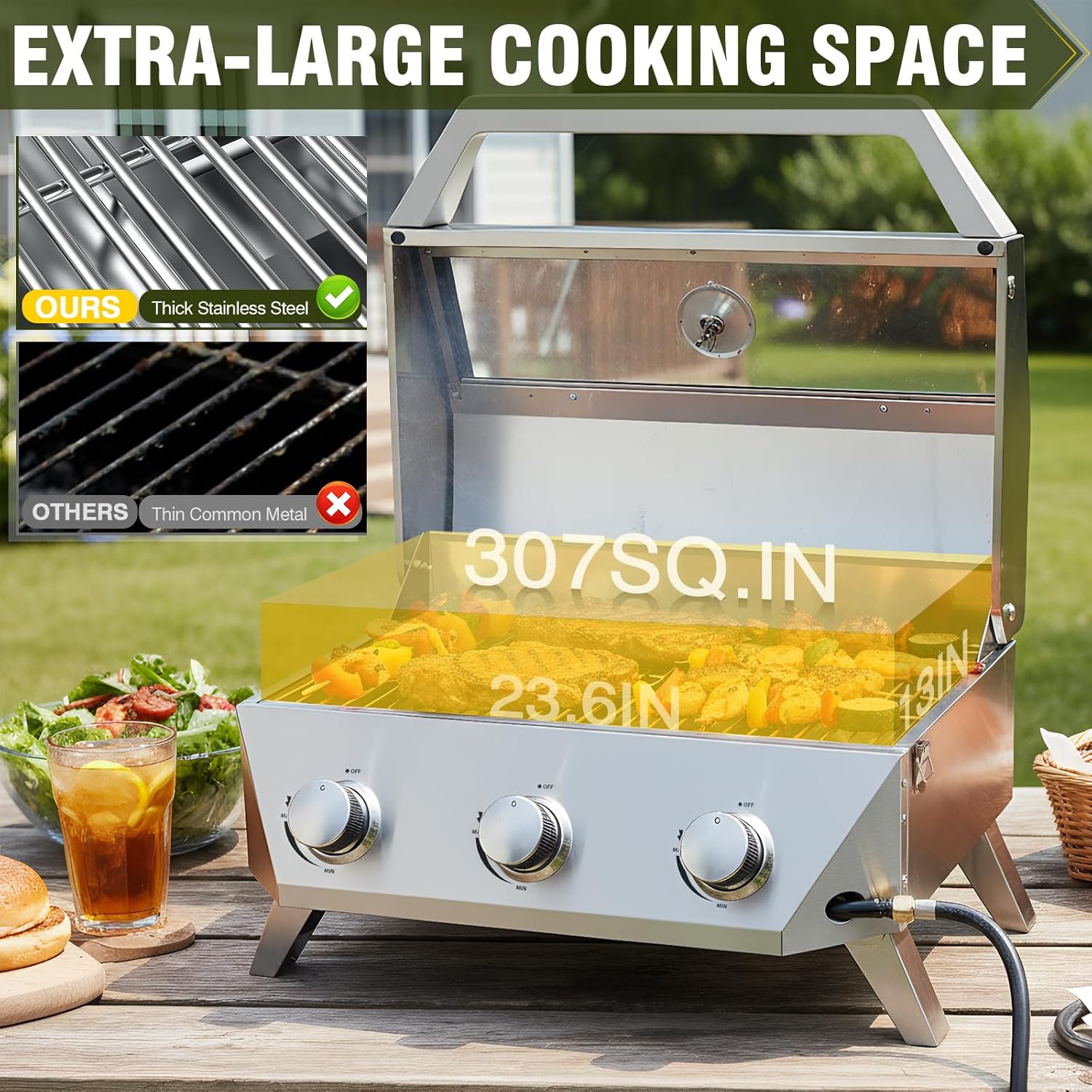 3-Burner Tabletop Gas Grill 30 - Fire Escape Ladder avaliação e preço