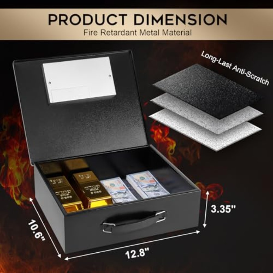 Portable Metal Safe Box with D - Fire Safe Document avaliação e preço