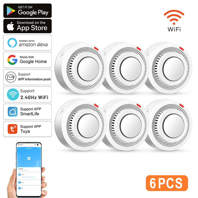 6Pack Tuya WiFi Smart Smoke Se - Smoke Detector Interconnected avaliação e preço