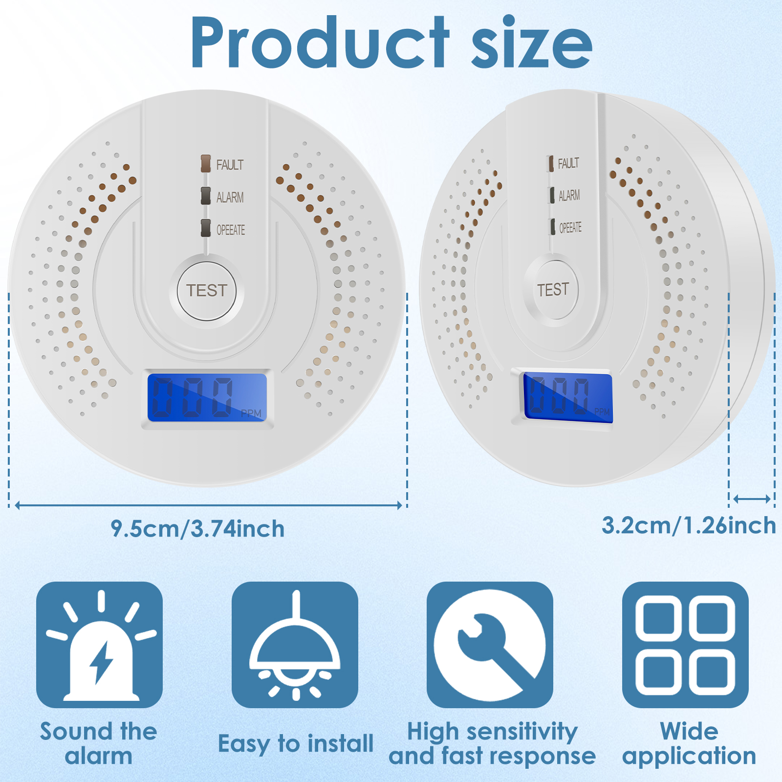 Independent CO Alarm Sensor Ca - Smoke Detector Interconnected avaliação e preço
